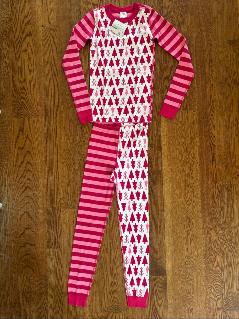 American Girl Pink Striped & Tree Print Pajama Set